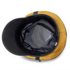Yellow Sheepskin Leather Biker Cap