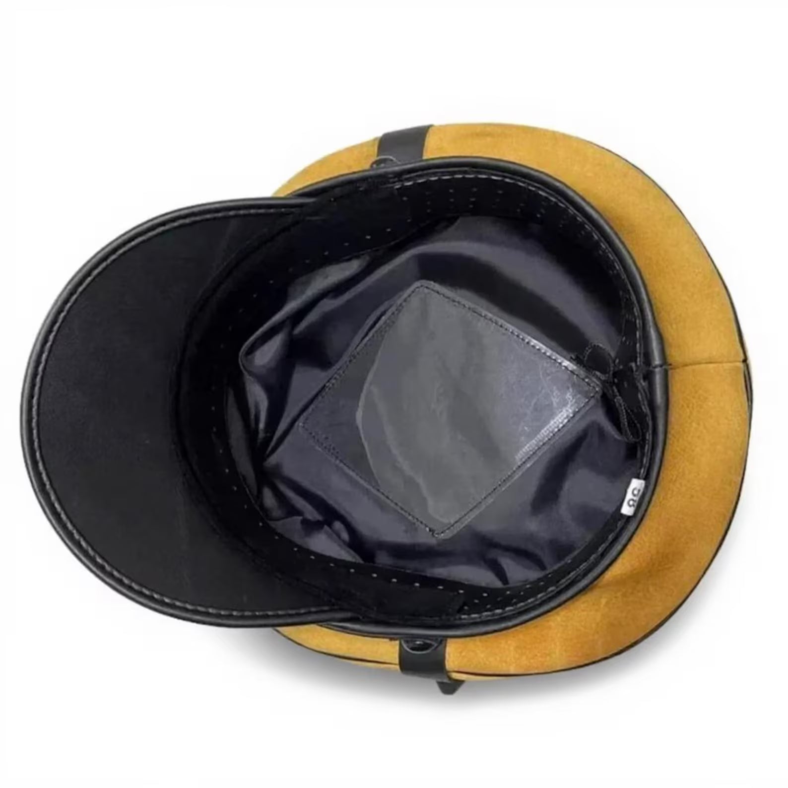Yellow Sheepskin Leather Biker Cap