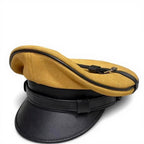 Yellow Sheepskin Leather Biker Cap